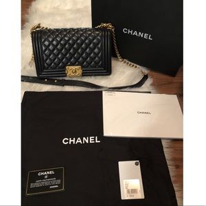 CHANEL quilted boy bag medium size